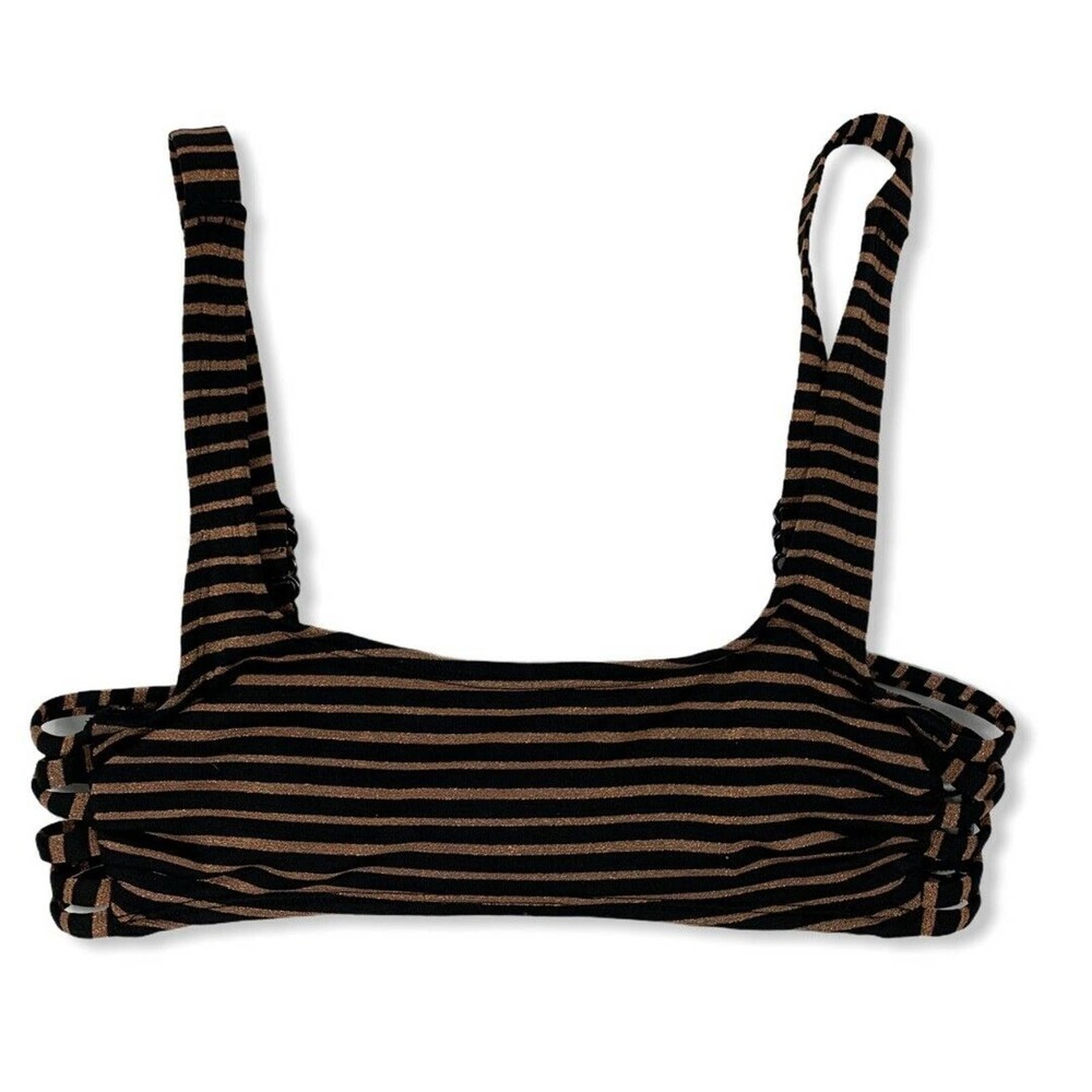Xhilaration Brown Black Sparkly Bikini Top Small - Picture 1 of 4